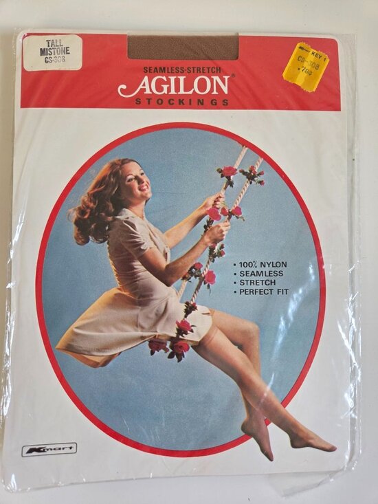 Agilon Other - Agilon Seamless Stretch Stockings Tall Mistone Brown 100% Nylon Vtg Packaging